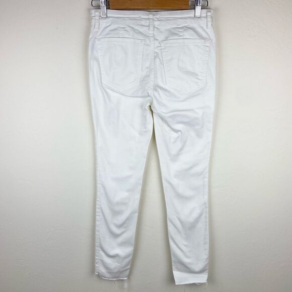Free People Pintuck Mid-Rise Raw Hem Skinny Jeans - White - Picture 6 of 8